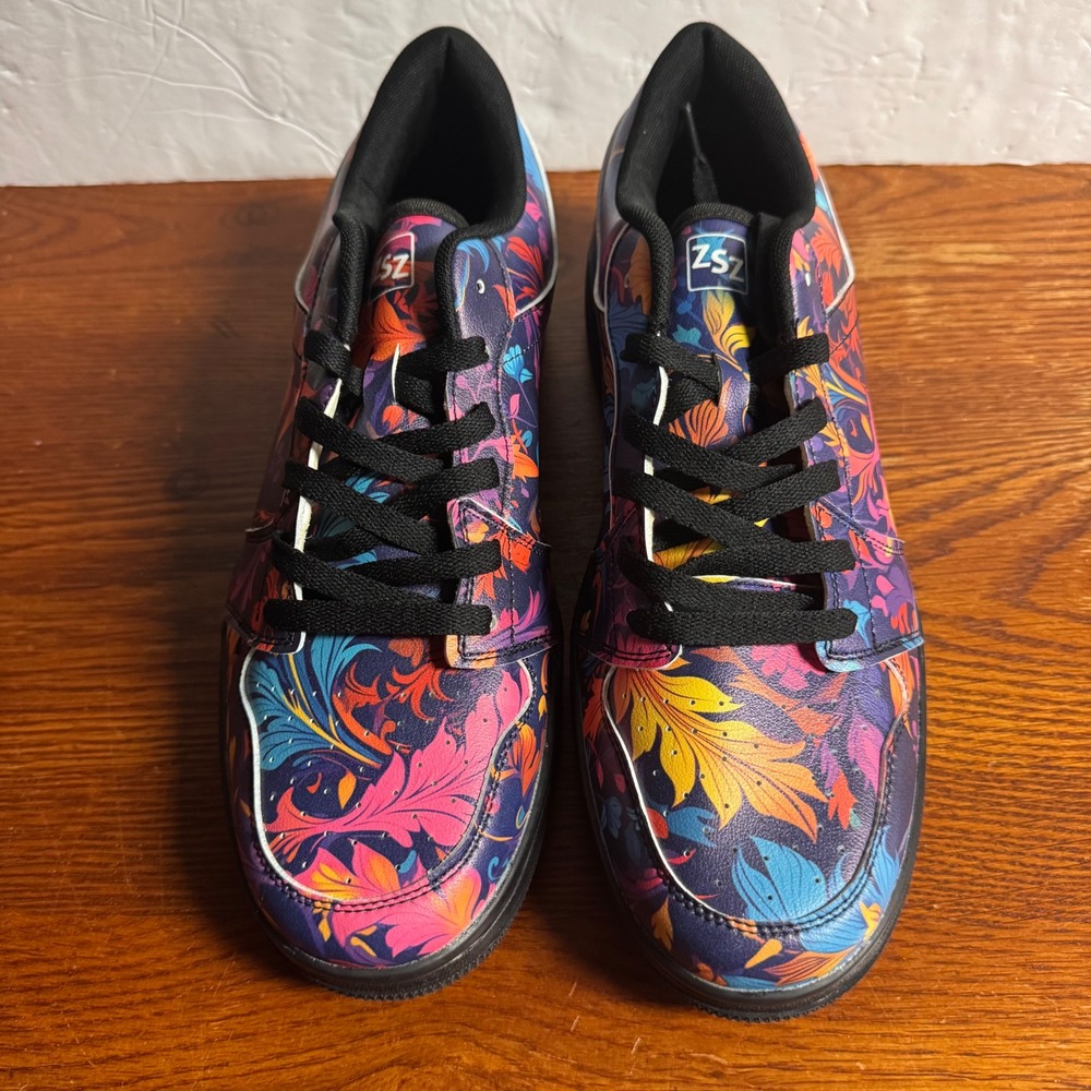 ZSZ Zone Mens Floral Botanical Print Low Top Sneakers Multi Color Size 46 US 12 - Picture 3 of 7